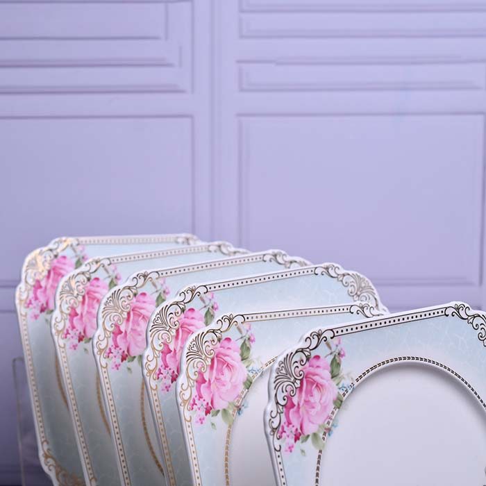 BERGHOME Plate set White with Floral print Square with cake serv - photo 4