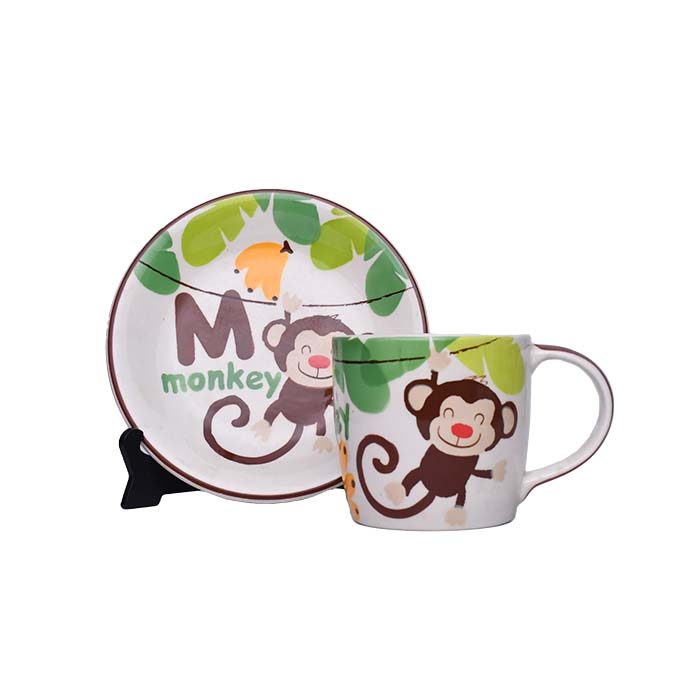 Cartoon monkey plate and cup - photo 1