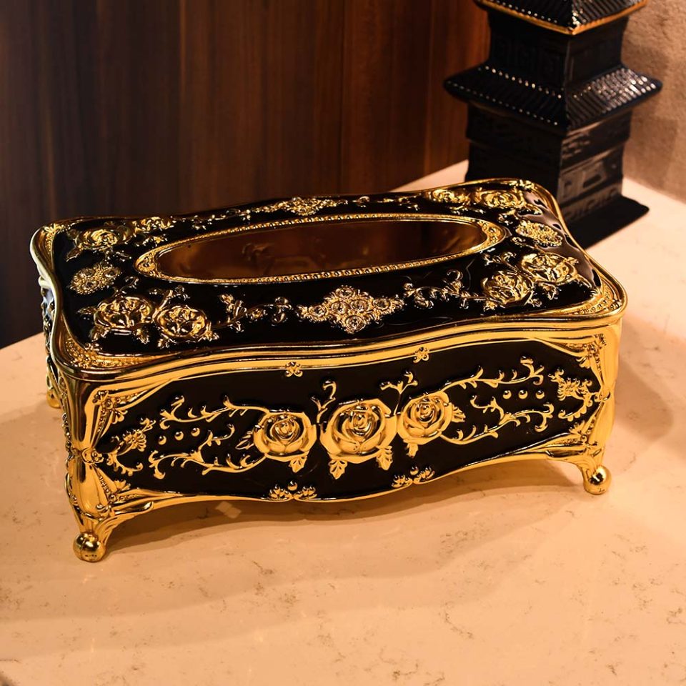 LUXURY TISSUE BOX WITH GOLD PLATING - photo 1