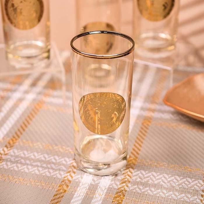 PREMIUM BRAND | Long drink Gold tinted Glass | Gold lined | Set - photo 3
