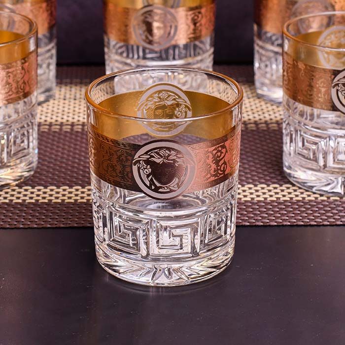 Whisky Glass gold pattern 6 PC 390 ML - photo 2