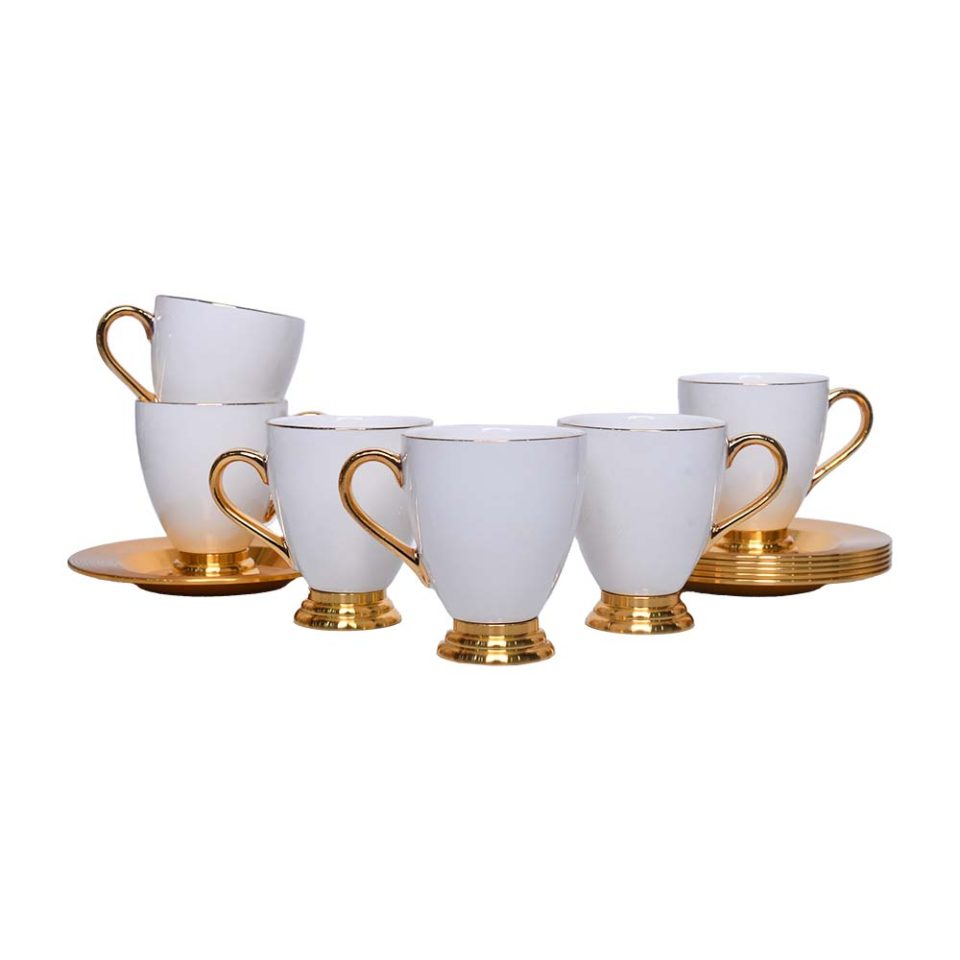 White coffee cup and gold plated saucer - photo 4