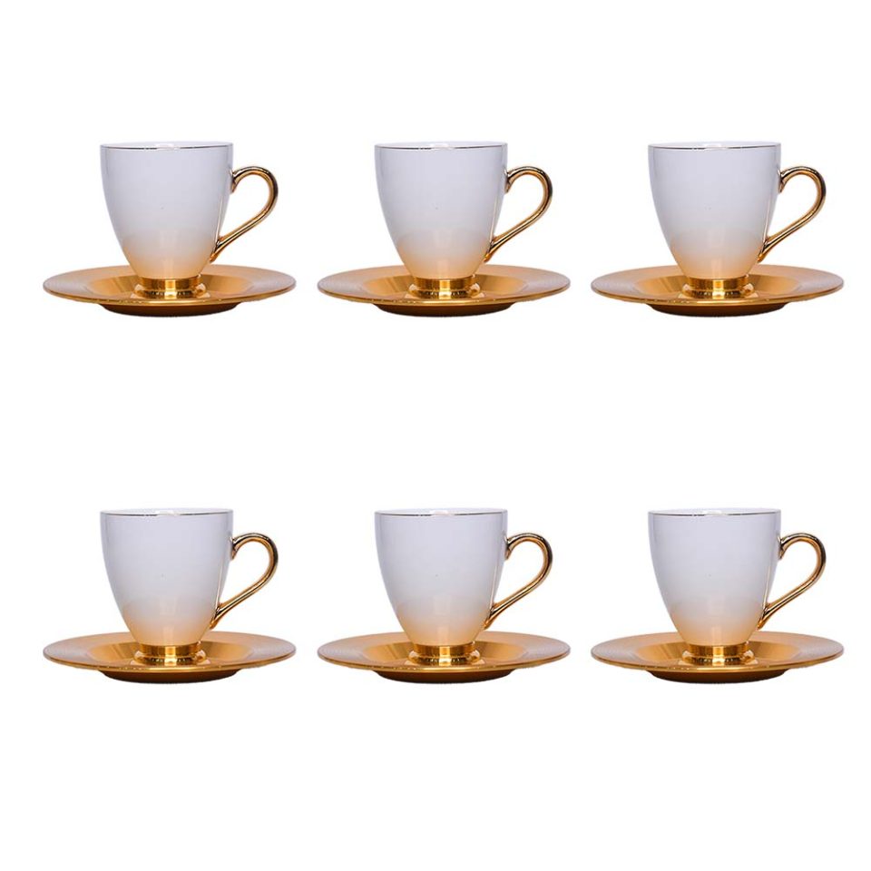 White coffee cup and gold plated saucer - photo 3