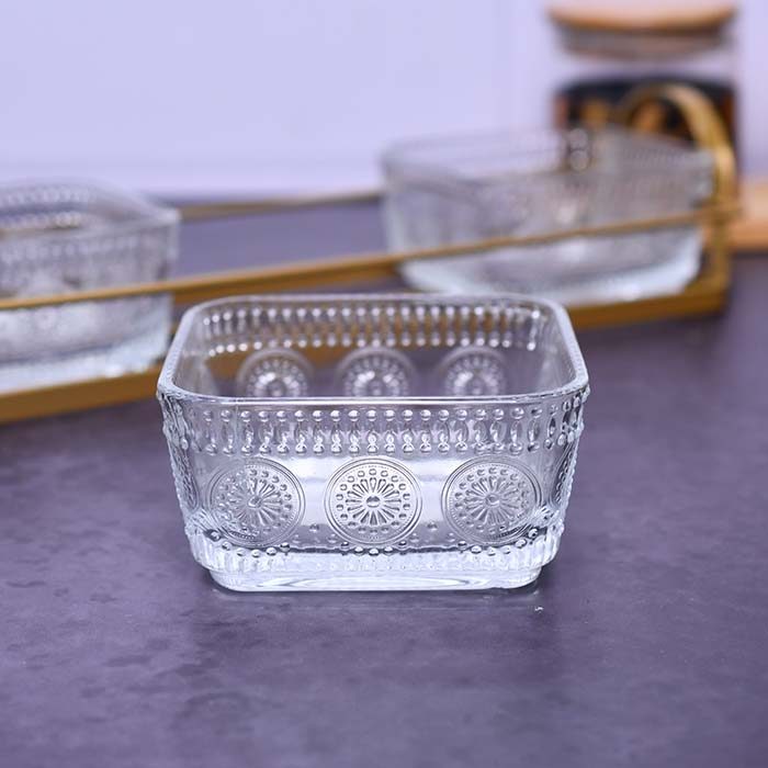 Glass bowls set od 3 with serving stand metal - photo 3
