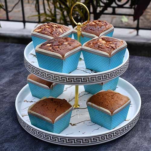 Cake stand 2 layer White+Matt gold - photo 2