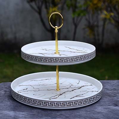 Cake stand 2 layer White+Matt gold - photo 4