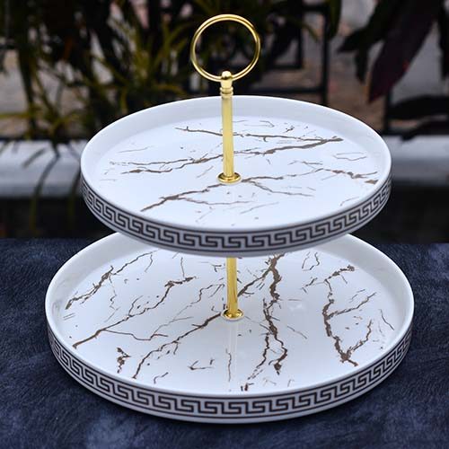 Cake stand 2 layer White+Matt gold - photo 3
