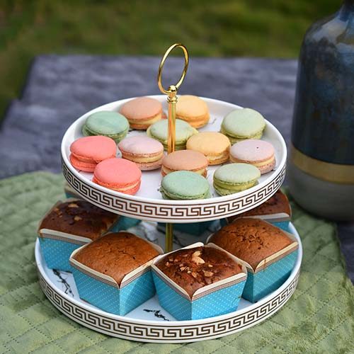 Cake stand 2 layer White+Matt gold - photo 1