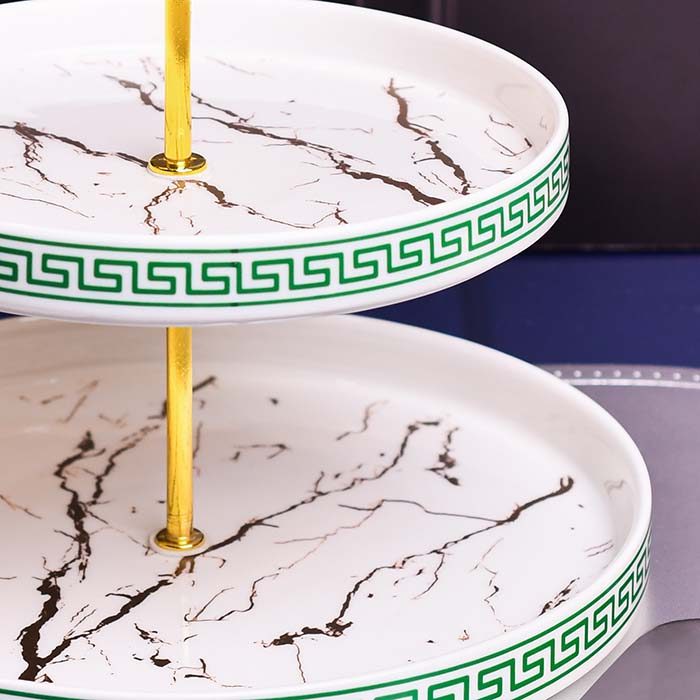 Cake stand 2 layer White+Dark green - photo 2