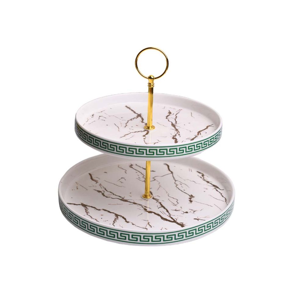 Cake stand 2 layer White+Dark green - photo 3