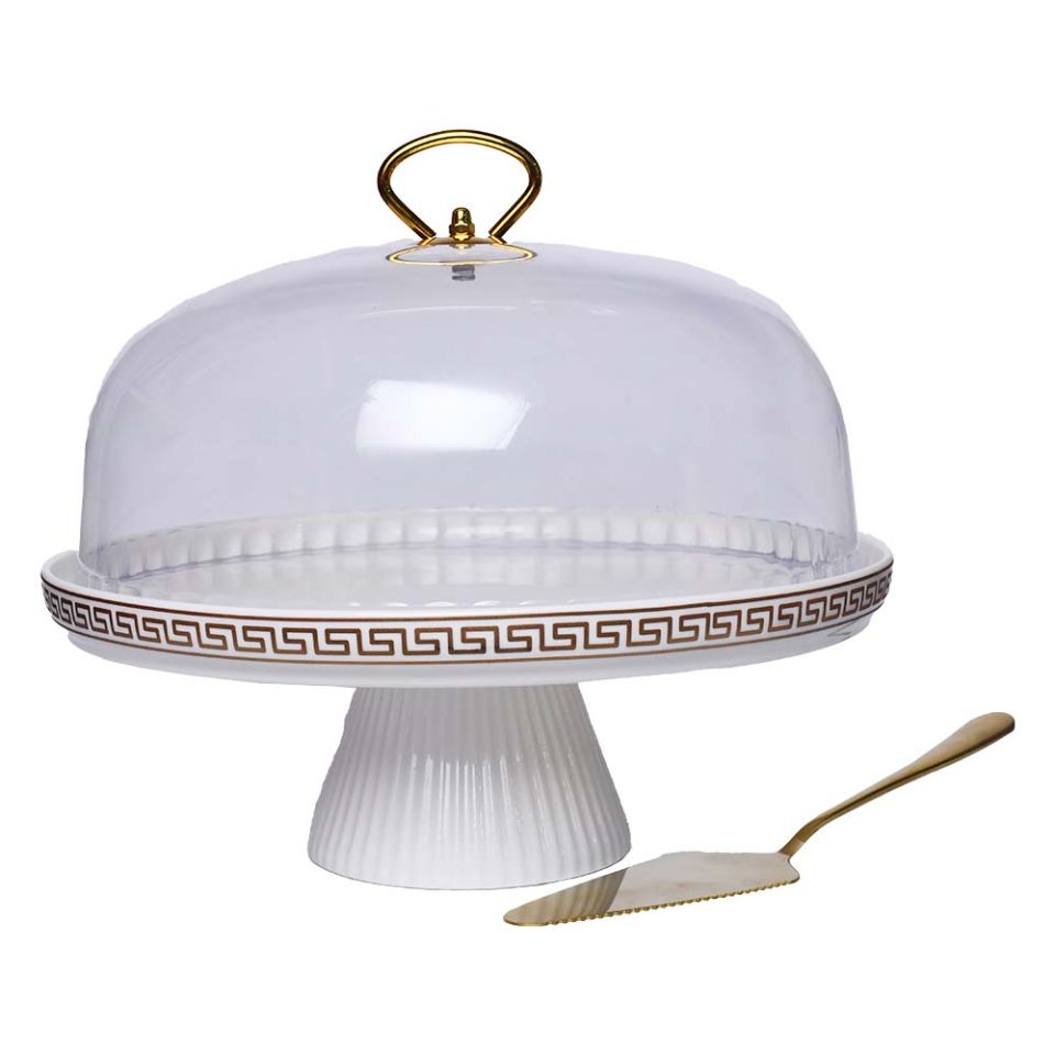 Cake stand With lid White matt gold 11 INCH - photo 4