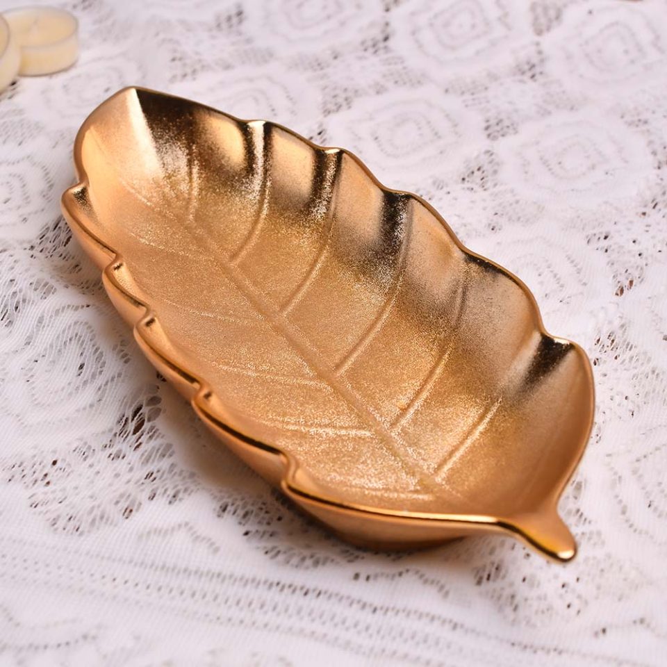 Serving platter Leaf shaped Rose gold 12 INCH YSP - photo 1