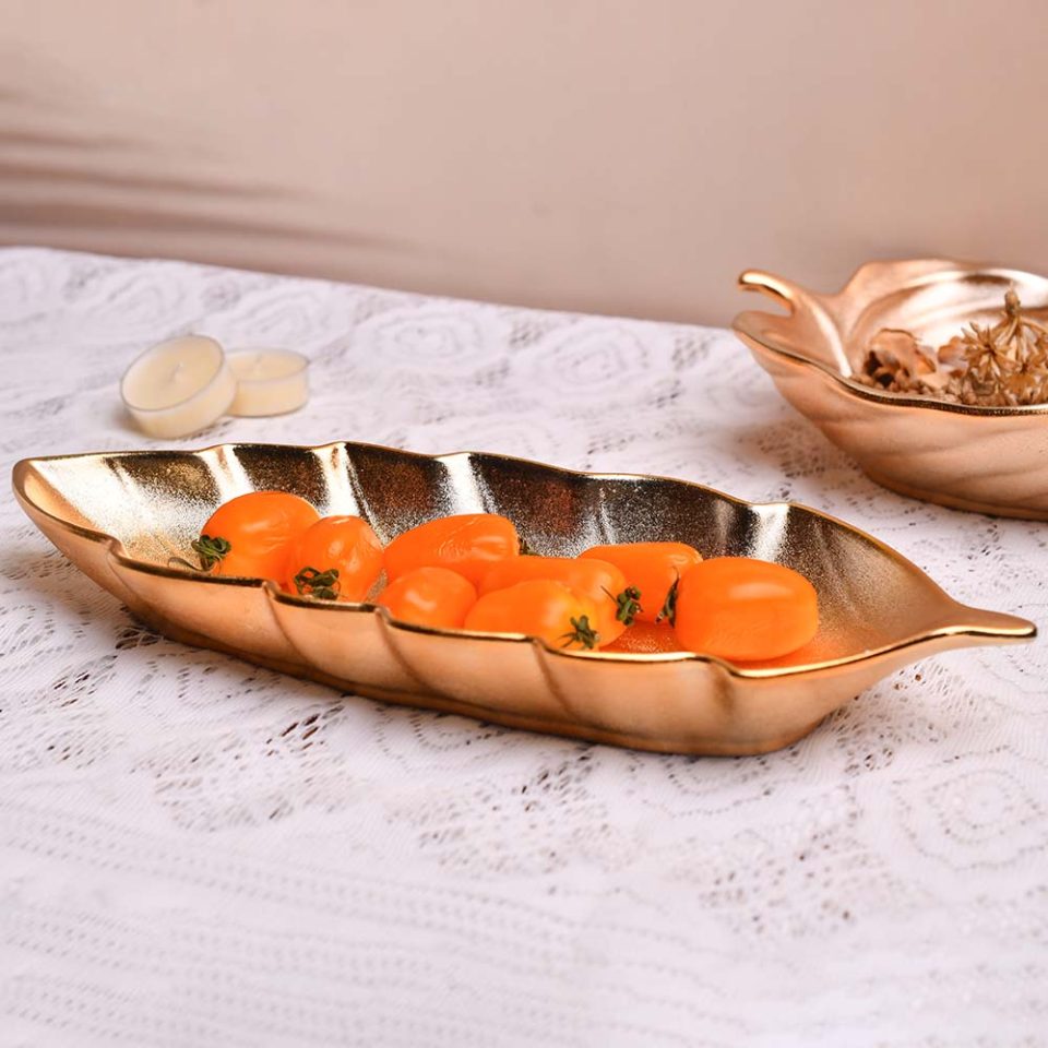 Serving platter Leaf shaped Rose gold 12 INCH YSP - photo 2