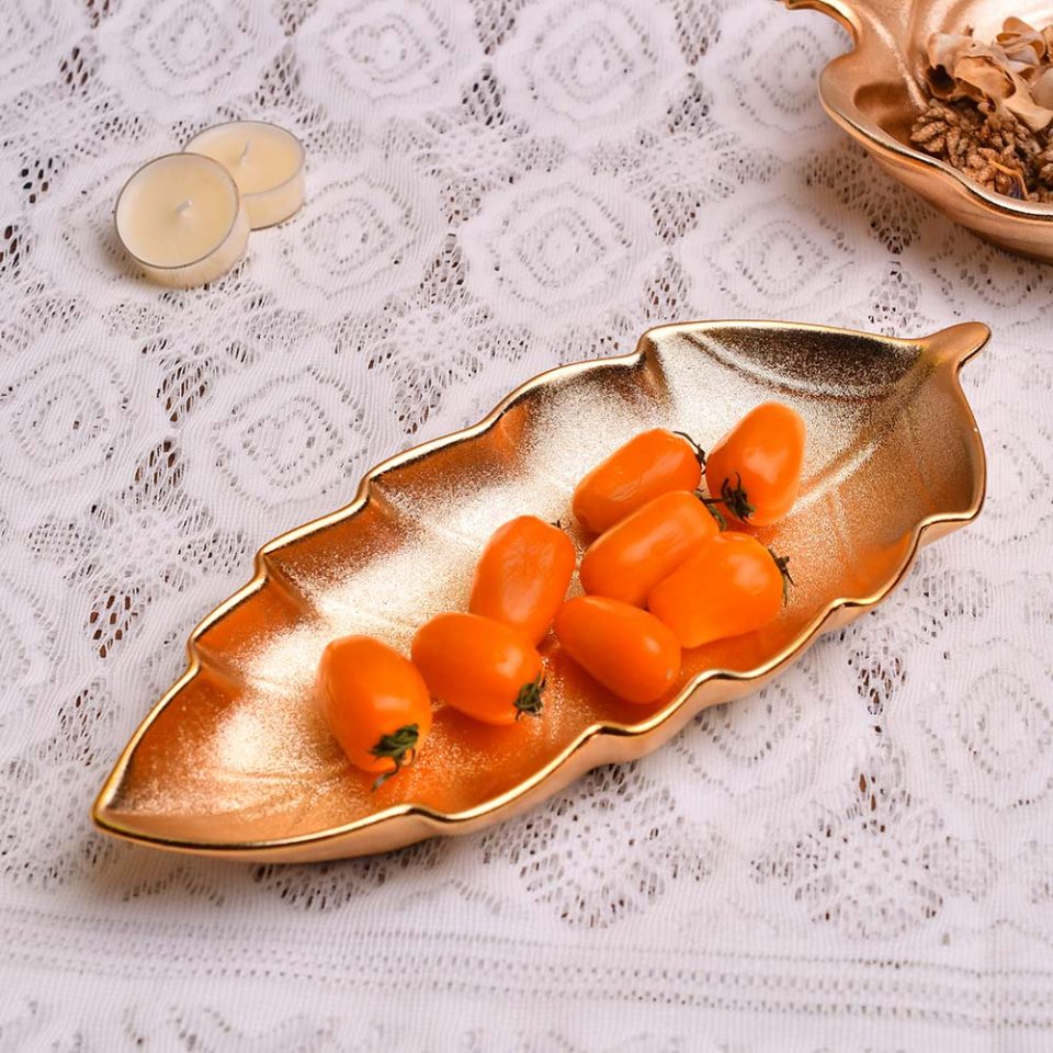 Serving platter Leaf shaped Rose gold 12 INCH YSP - photo 3