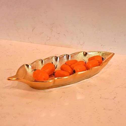Serving platter Leaf shaped Gold 12 INCH YSP2519 - photo 1