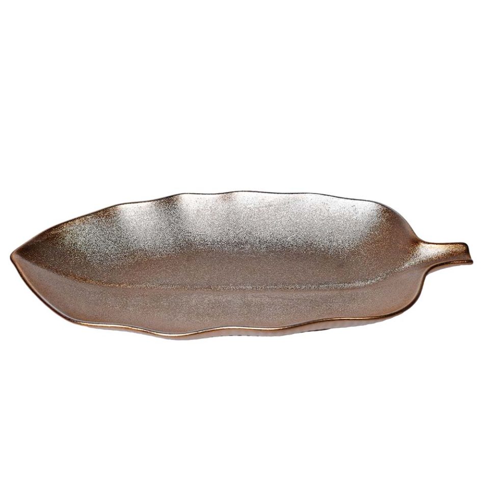 Serving platter Leaf shaped Rose gold 12 INCH - photo 3