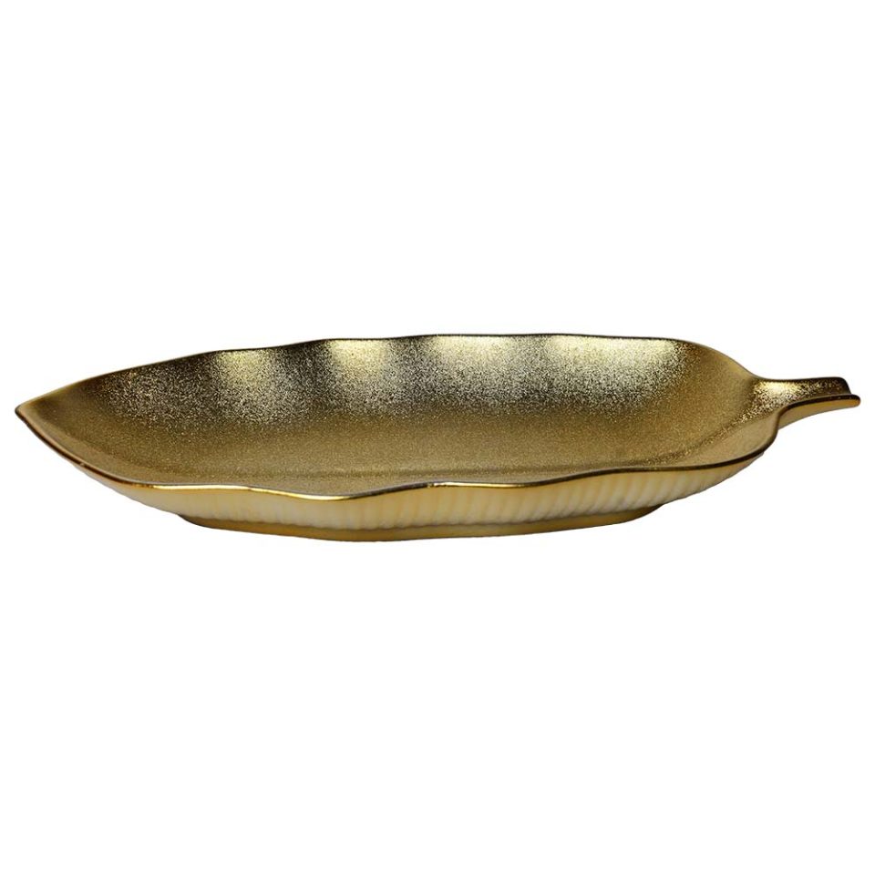 Serving platter Leaf shaped Gold 12 INCH - photo 4