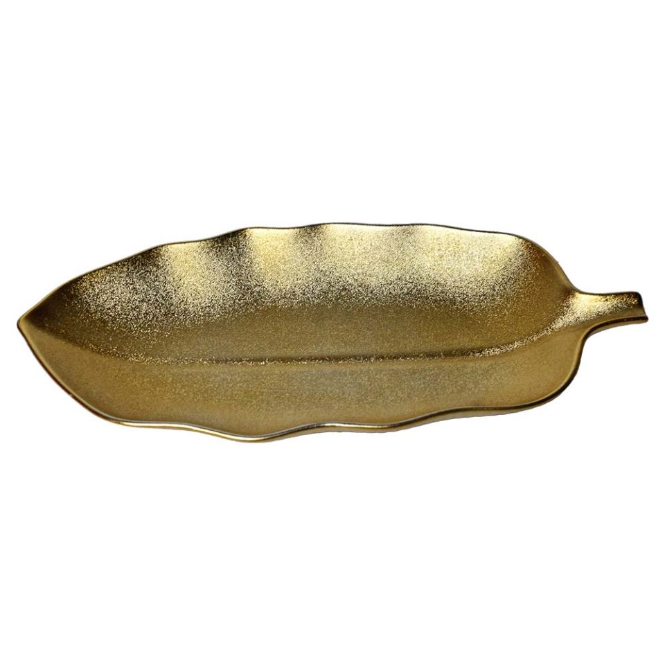 Serving platter Leaf shaped Gold 12 INCH - photo 5