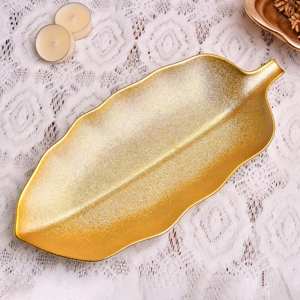 Serving platter Leaf shaped Gold 12 INCH - photo 3