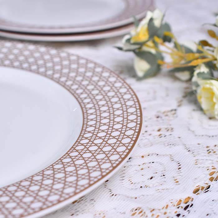 CERAMIC snack set | 7 pc set | white and light orange decal on s - photo 3