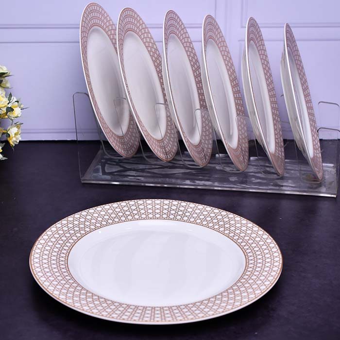 CERAMIC snack set | 7 pc set | white and light orange decal on s - photo 2