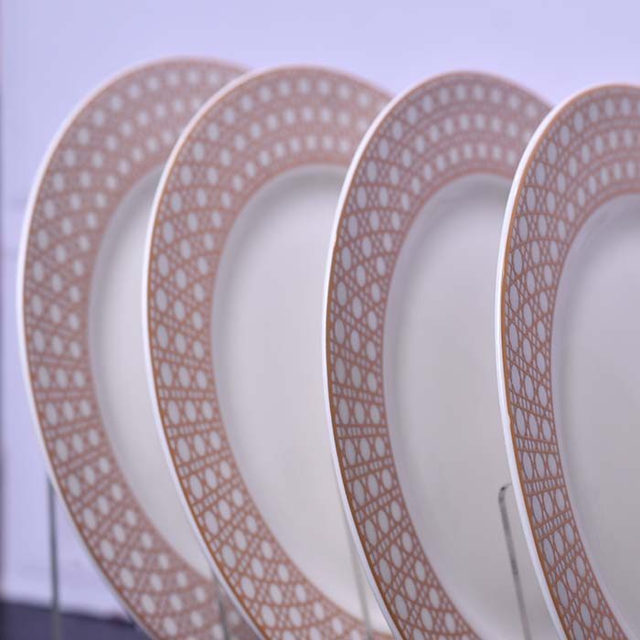 CERAMIC snack set | 7 pc set | white and light orange decal on s - photo 4