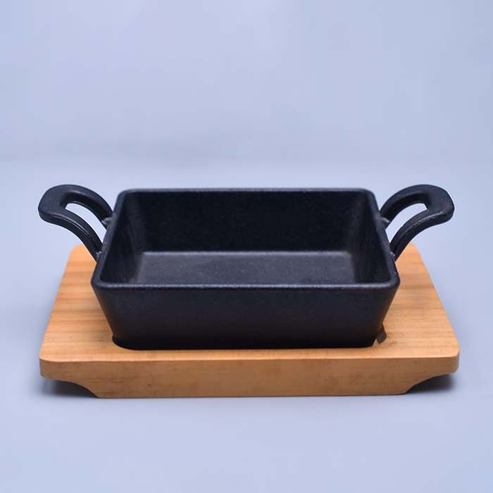 Cast Iron sizzler pan with wooden base Reactangle (Small) - photo 1