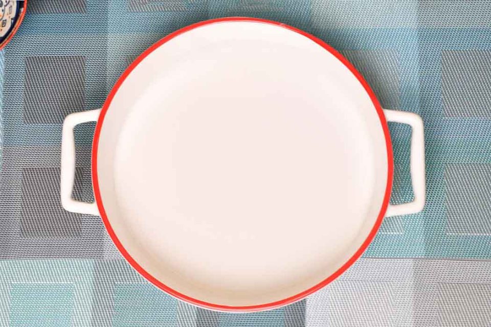 Ceramic Dish | Round | Large | with handle | Leef print - photo 2