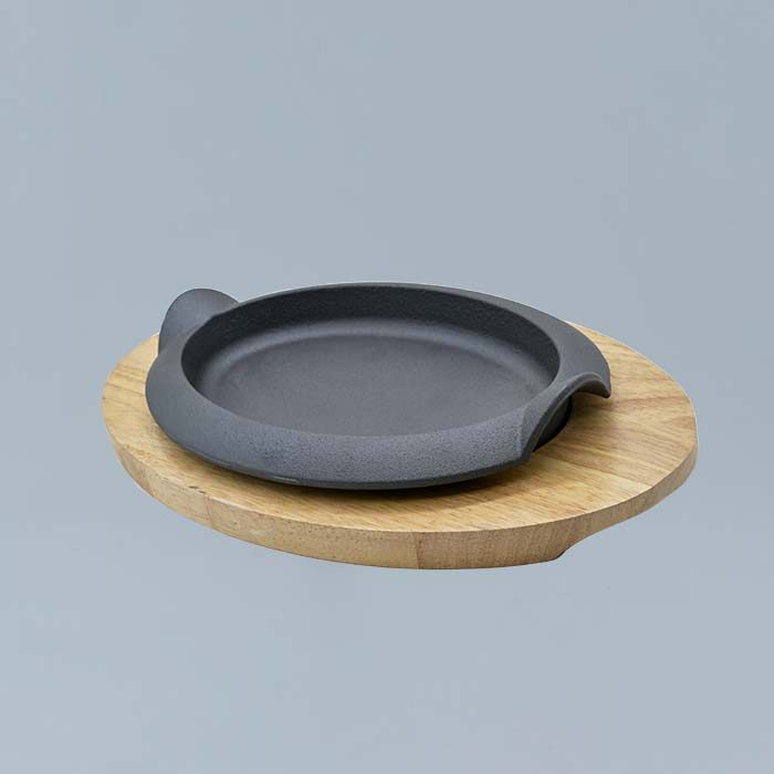 Cast Iron sizzler pan with wooden base Oval (Large) - photo 2