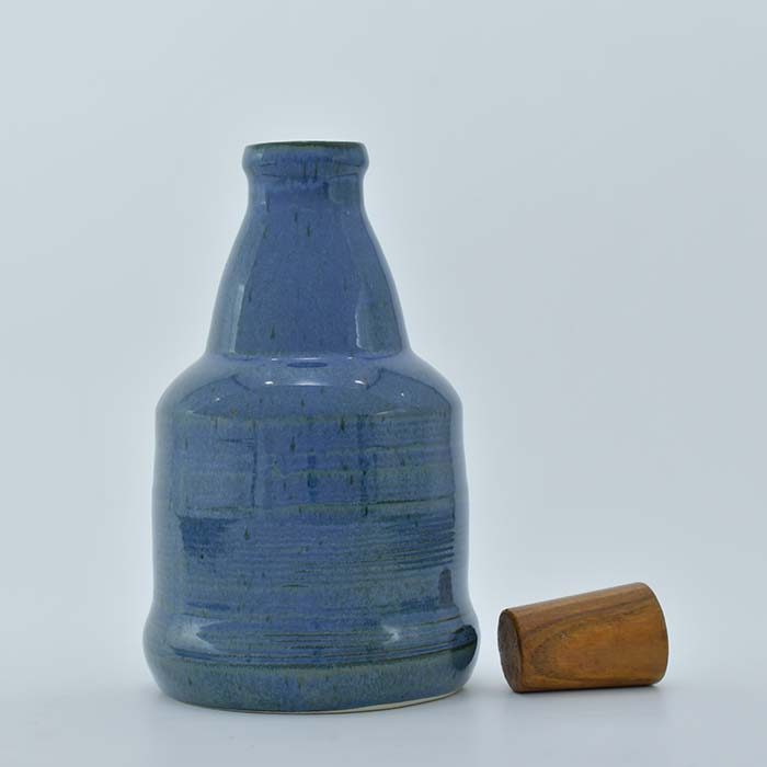AART Handmade Terracotta Water bottle Blue with Wooden Cap - photo 2