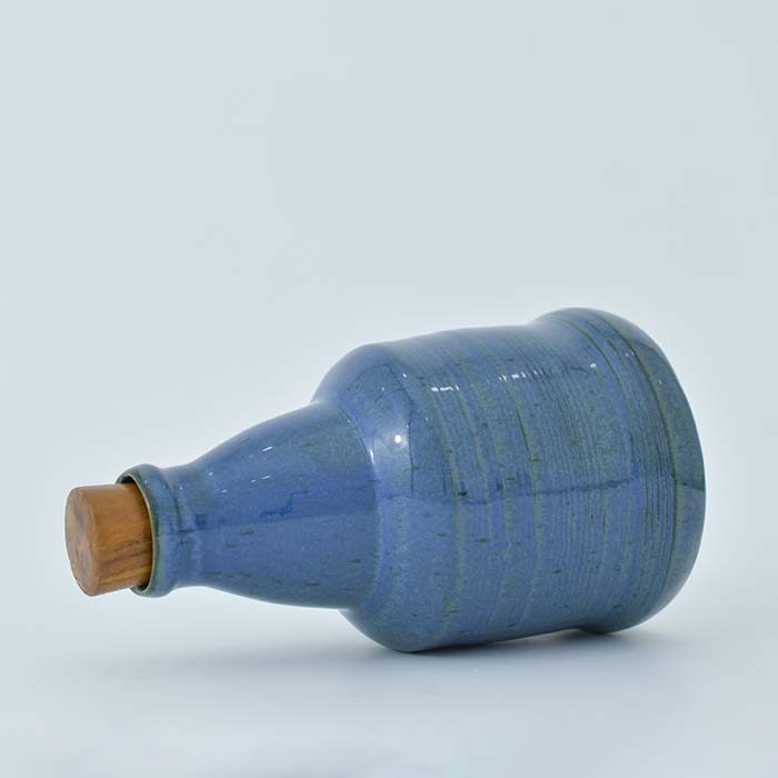 AART Handmade Terracotta Water bottle Blue with Wooden Cap - photo 3