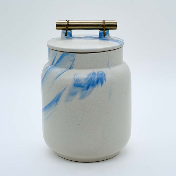 AART Handmade Terracotta Storage jar White and Blue - photo 1