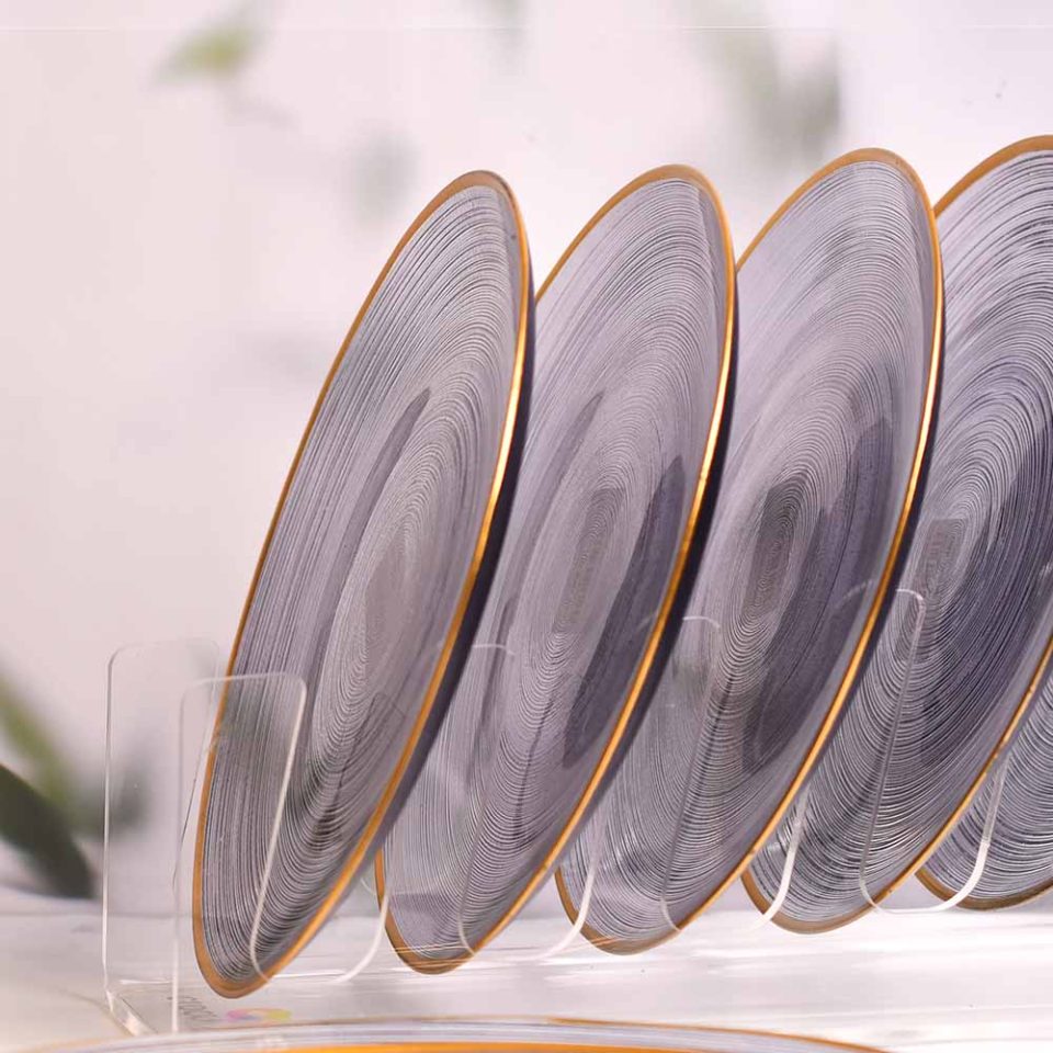 Plate glass 7 PC set Black with gold line - photo 3
