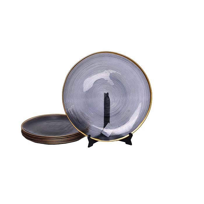 Plate glass 7 PC set Black with gold line - photo 4