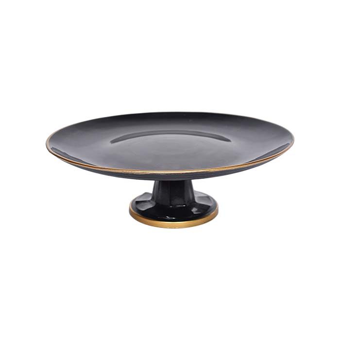 Cake stand Glass Black with Gold line - photo 2