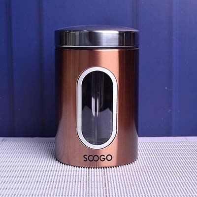 Jar clear window Round Copper 2000 ML